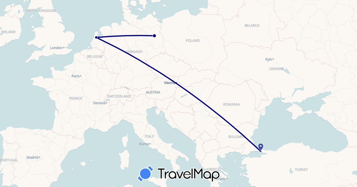 TravelMap itinerary: driving in Germany, Netherlands, Turkey (Asia, Europe)